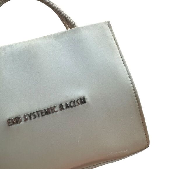 Brandon Blackwood White Cream End Systemic Racism ESR Tote Satin - Picture 11 of 12